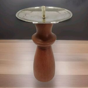 MCM Danish Modern Pillar Candle Holder Candlestick Teak Wood Pedestal 6.5 in